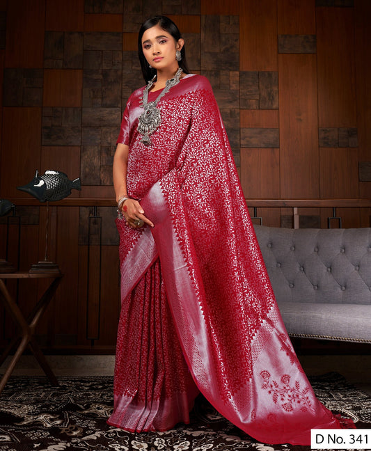 buy online maroon color designer embroidery silk saree