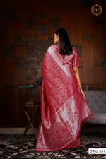 buy online maroon color designer embroidery silk saree - Joshindia