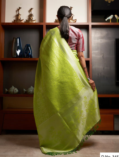 buy beautiful yellow color banarasi jacquard saree online