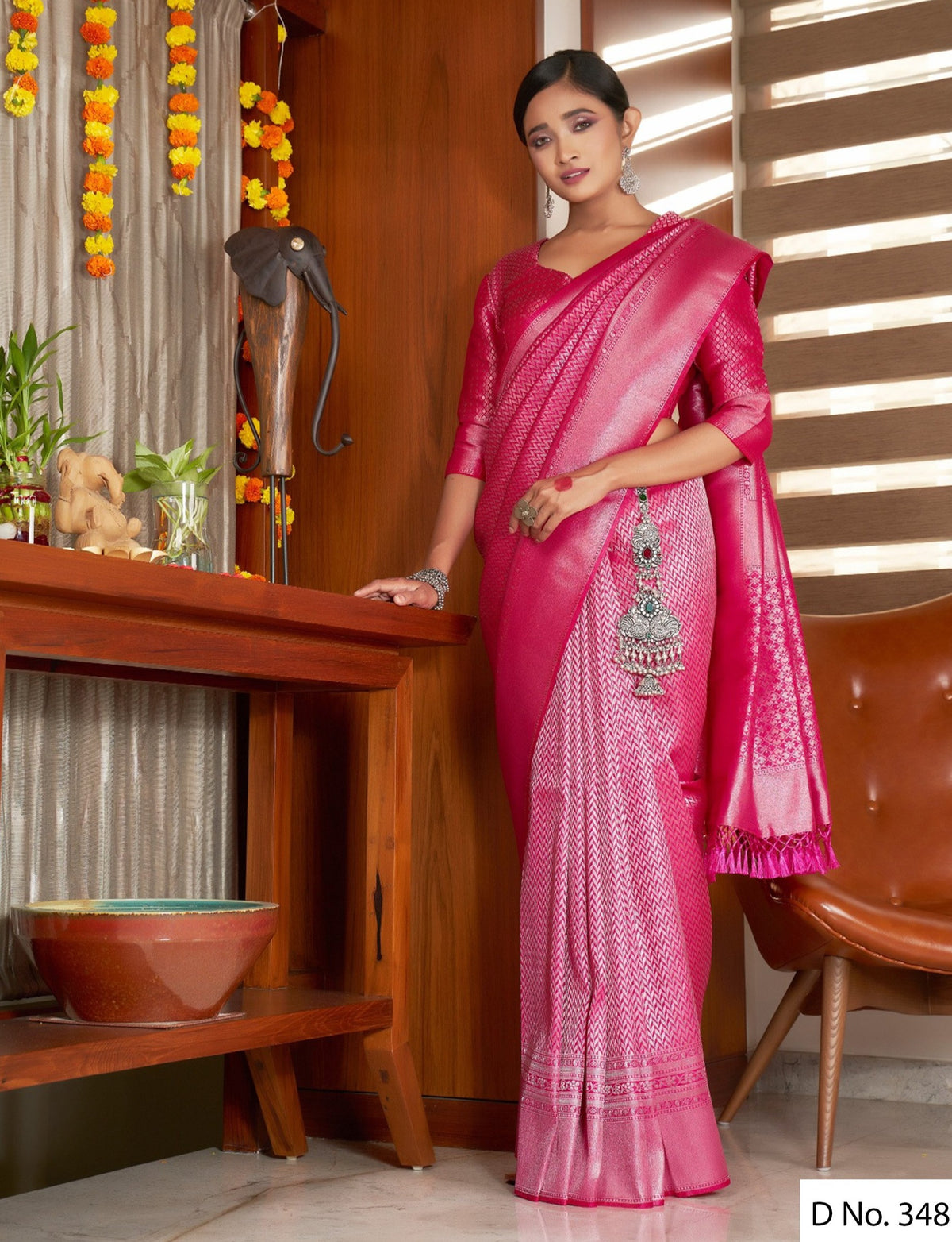 buy pink color pure silk banarasi saree - Joshindia