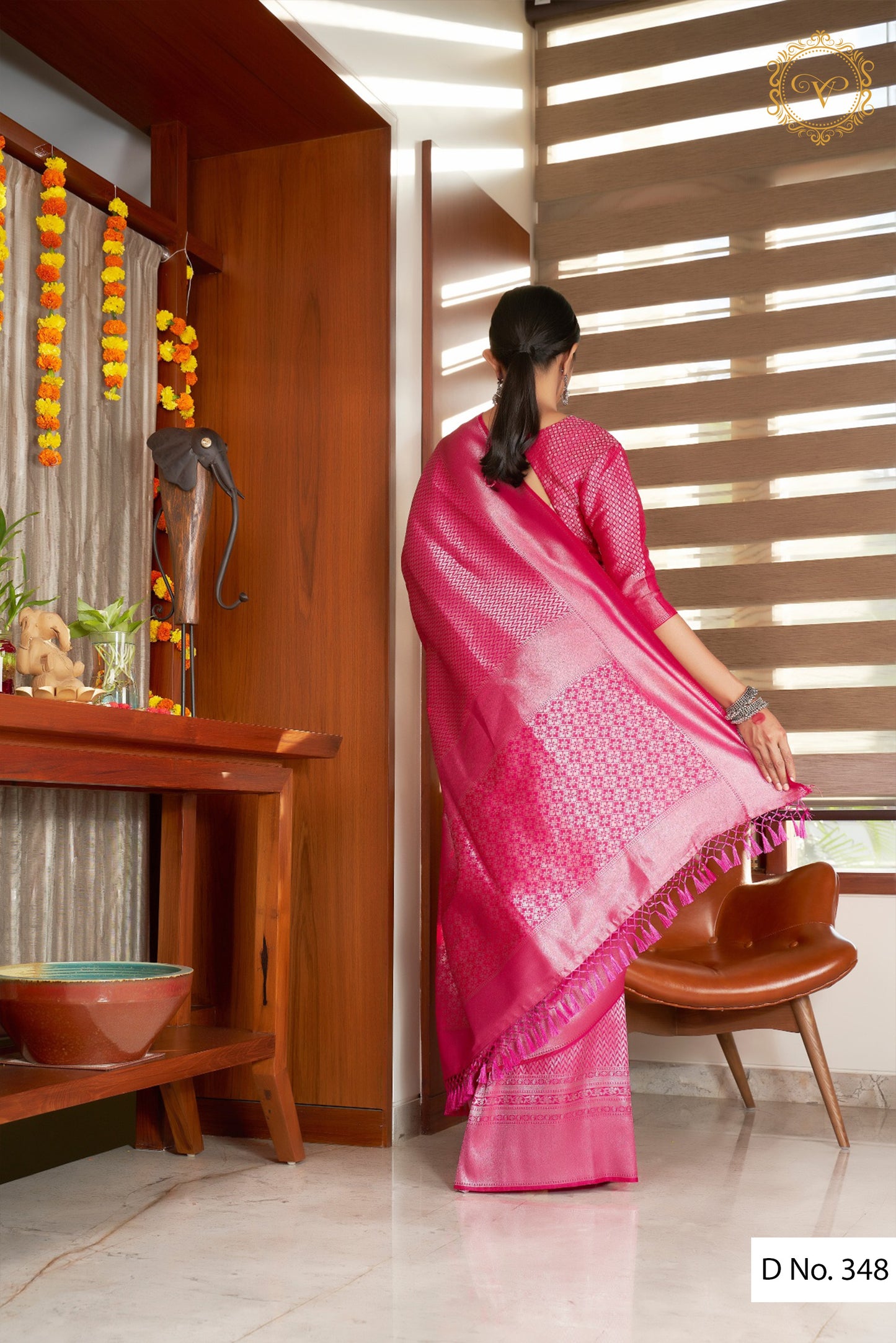 buy pink color pure silk banarasi saree