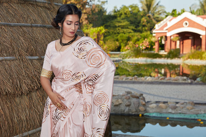 Buy Dusty Pink Silk Saree With Blouse Online
