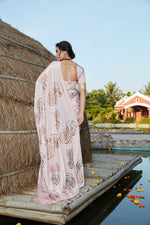 Buy Dusty Pink Silk Saree With Blouse Online - Joshindia