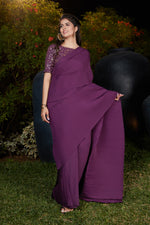 Buy Purple Pleated Saree With Blouse - Joshindia