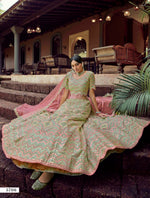 Green designer lehenga choli for wedding functions buy now - Joshindia