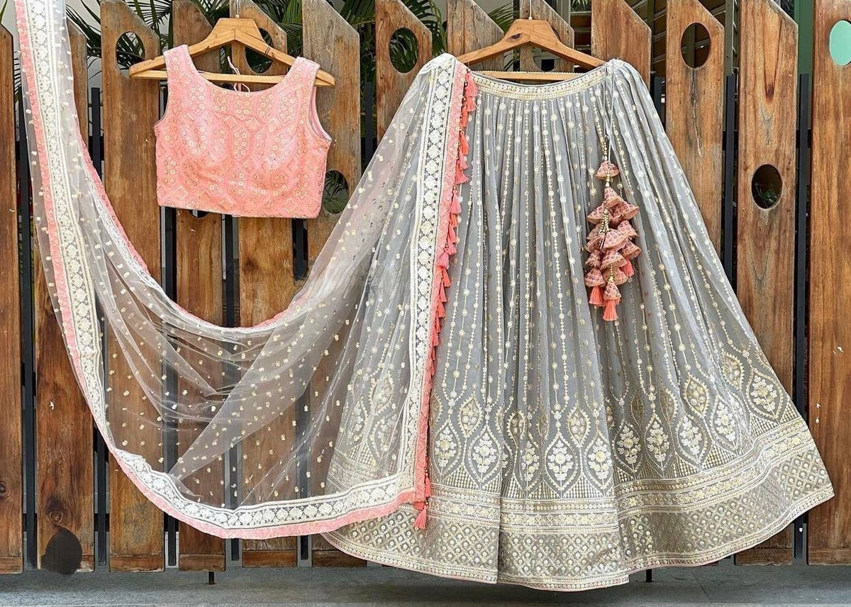 Beautiful and trending grey designer lehenga choli buy now - Joshindia