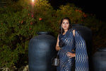Navy Blue Pleated Saree With Blouse buy online - Joshindia