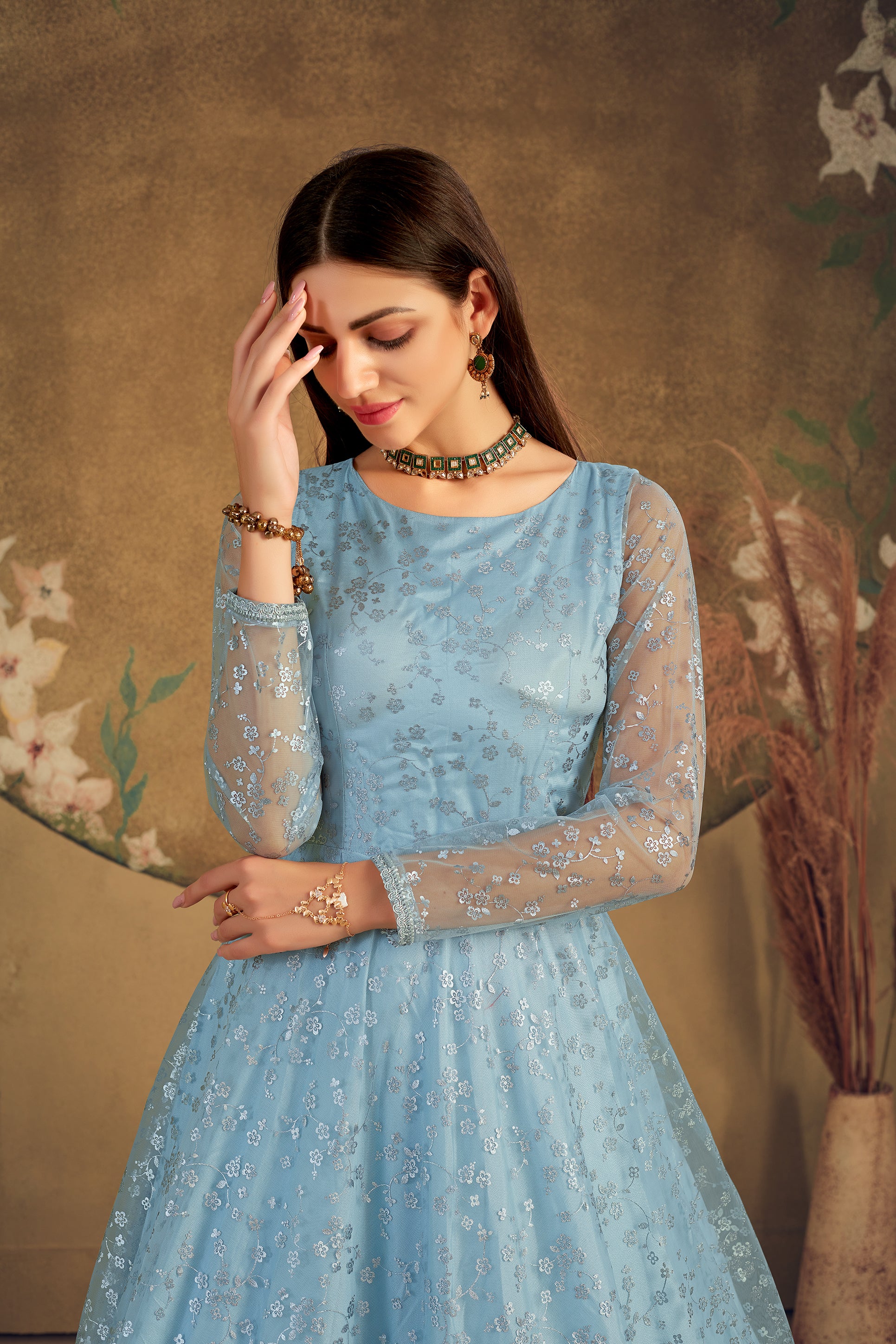 New launched sky blue color designer gown buy now Joshindia New launched sky blue color designer gown buy now Joshindia