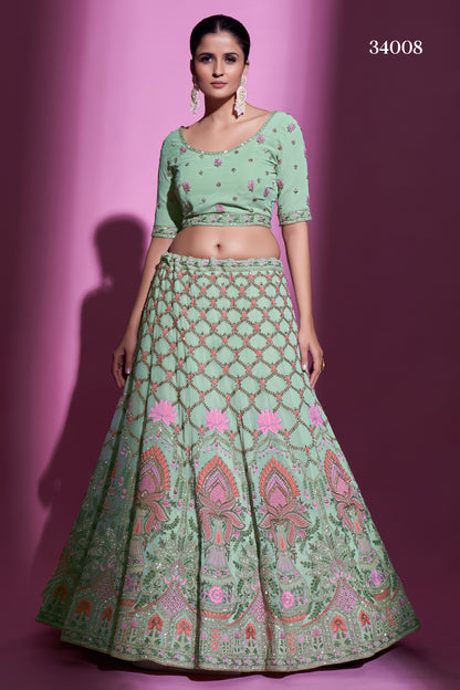 Sweet Pista Green Color Designer Lehenga Choli Buy Now