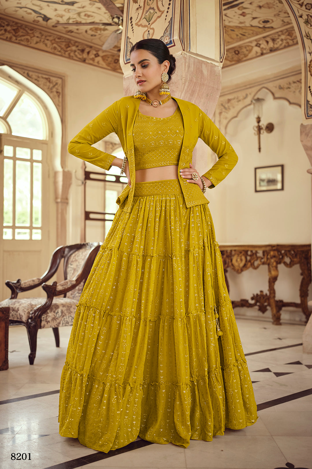 Trending Yellow Crop Top Lehenga Choli Joshindia