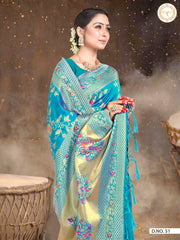 blue color silk saree - Joshindia