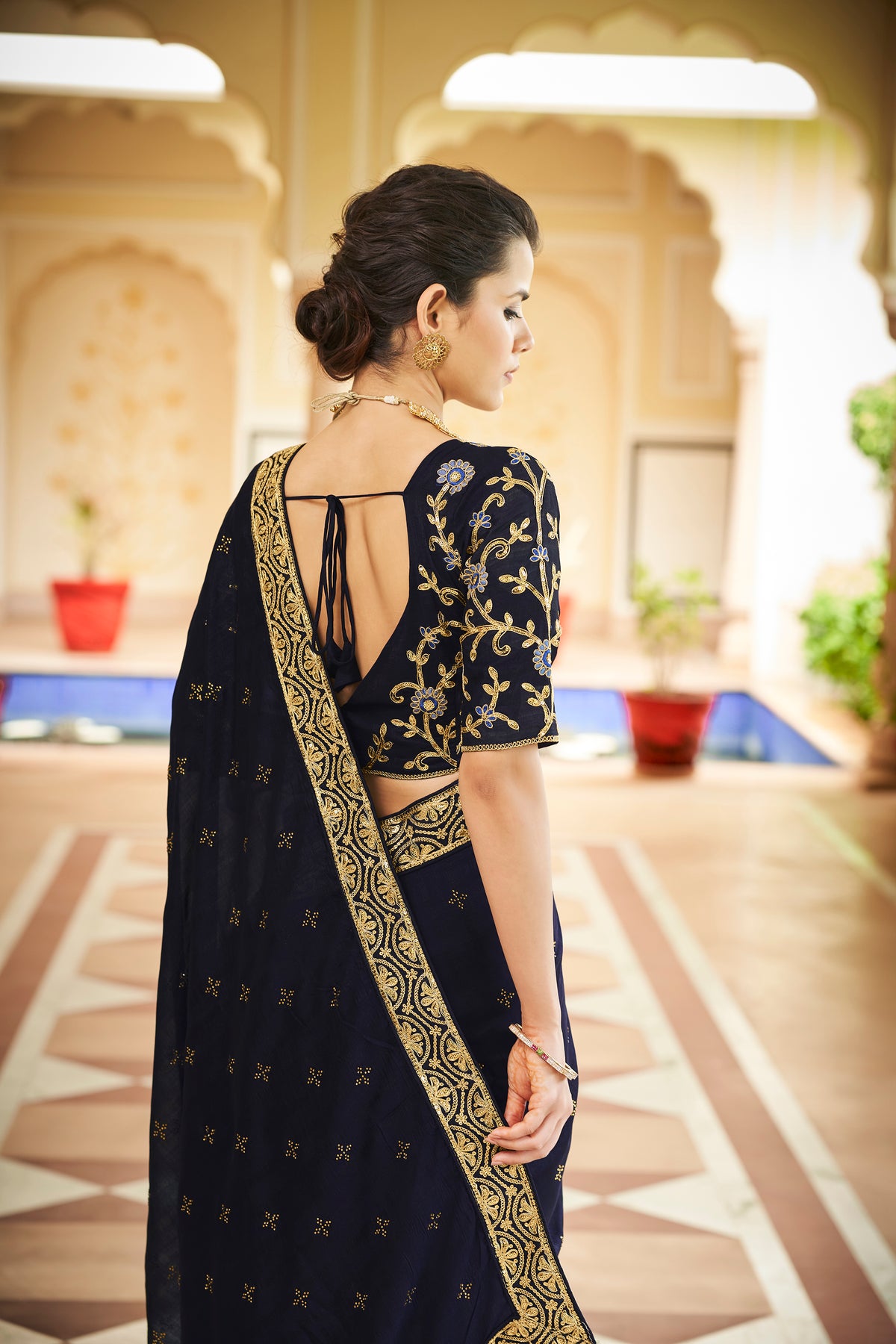 Amazing Nevy Blue Color Sequence Saree For Wedding Look - Joshindia