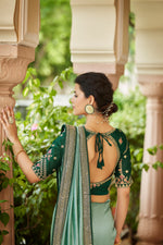 Amazing Pista Color Sequence Saree For Wedding Look - Joshindia