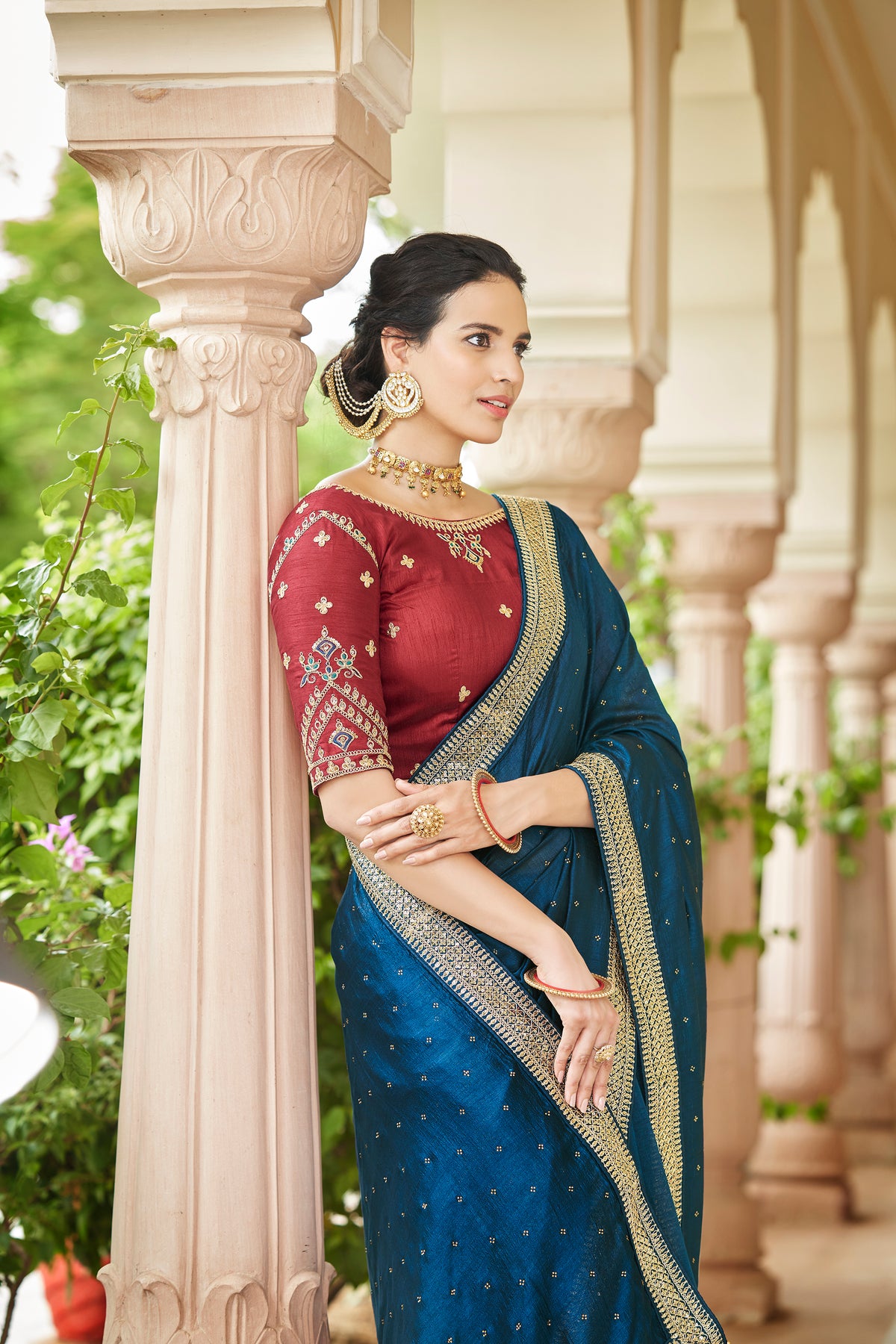 Amazing Teal Blue Color Sequence Saree For Wedding Look - Joshindia
