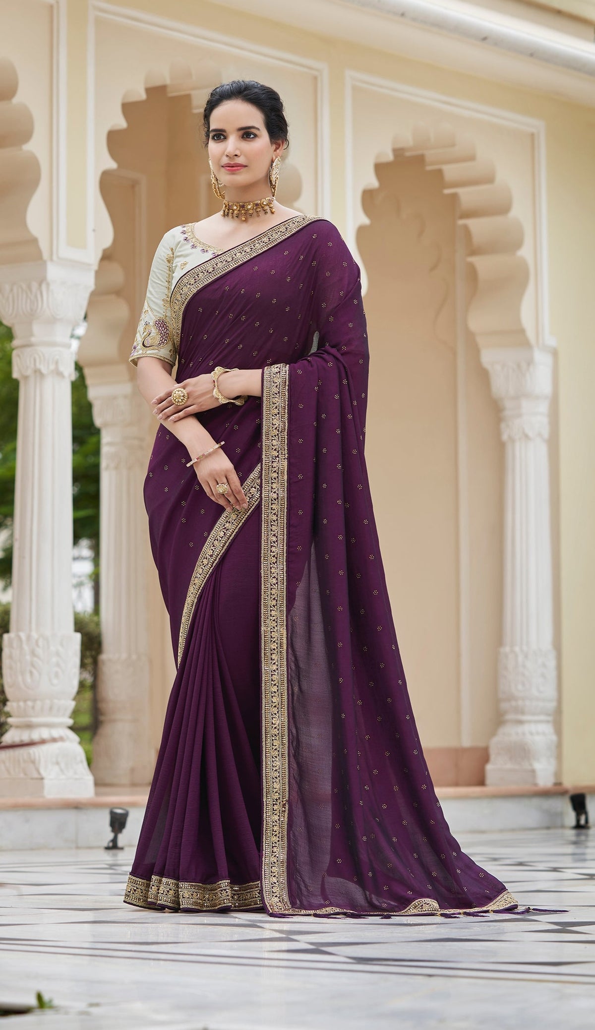 Amazing Purple Color Sequence Saree For Wedding Look - Joshindia