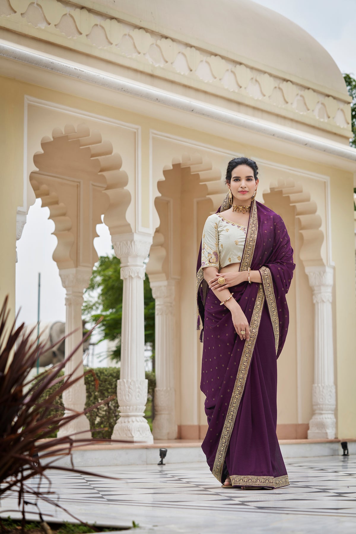 Amazing Purple Color Sequence Saree For Wedding Look - Joshindia
