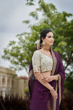 Amazing Purple Color Sequence Saree For Wedding Look - Joshindia