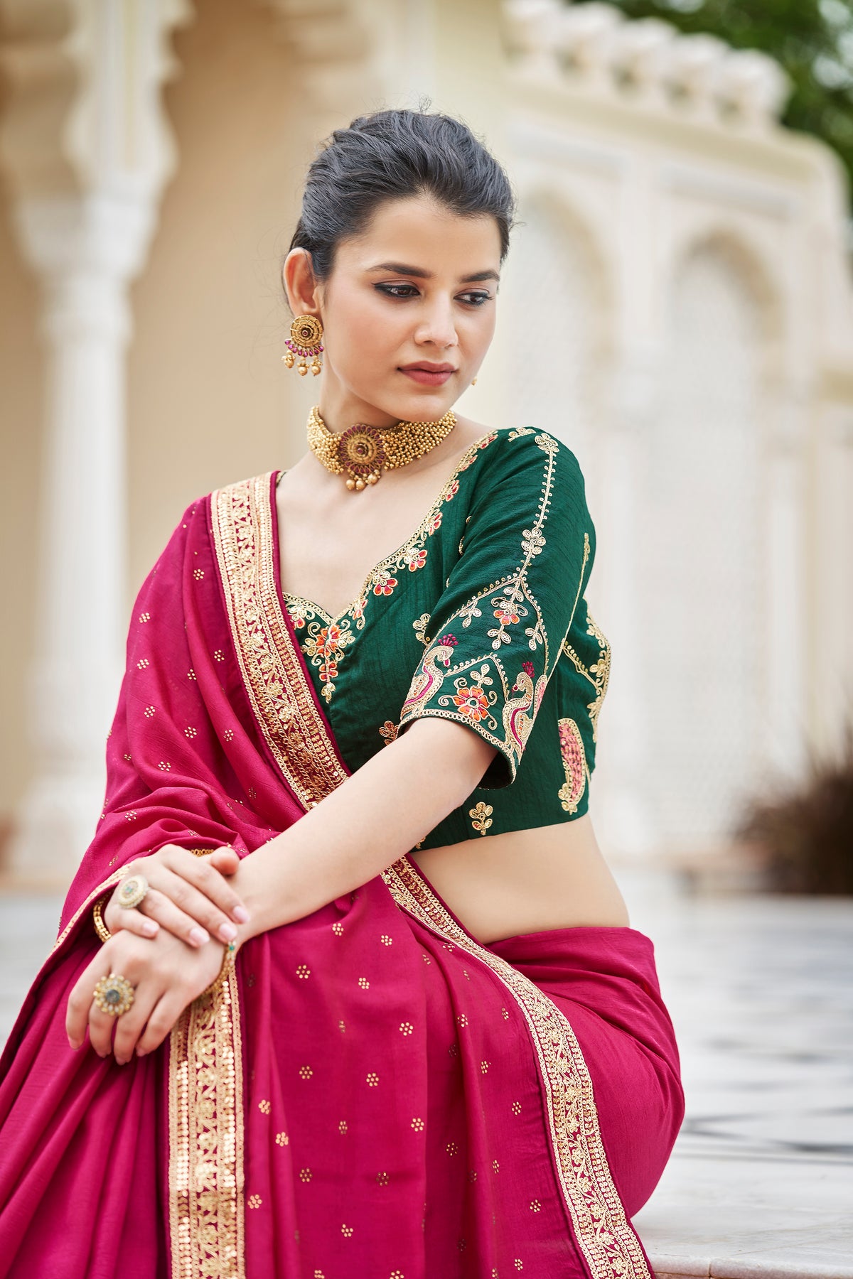 Amazing Dark pink Color Sequence Saree For Wedding Look - Joshindia