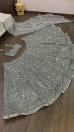 grey color designer sequence work lehenga choli