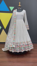Pure Traditional look designer gown at affordable rate in White color