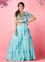 Beautiful Sky Bluecolor lehenga at affordable price - Joshindia
