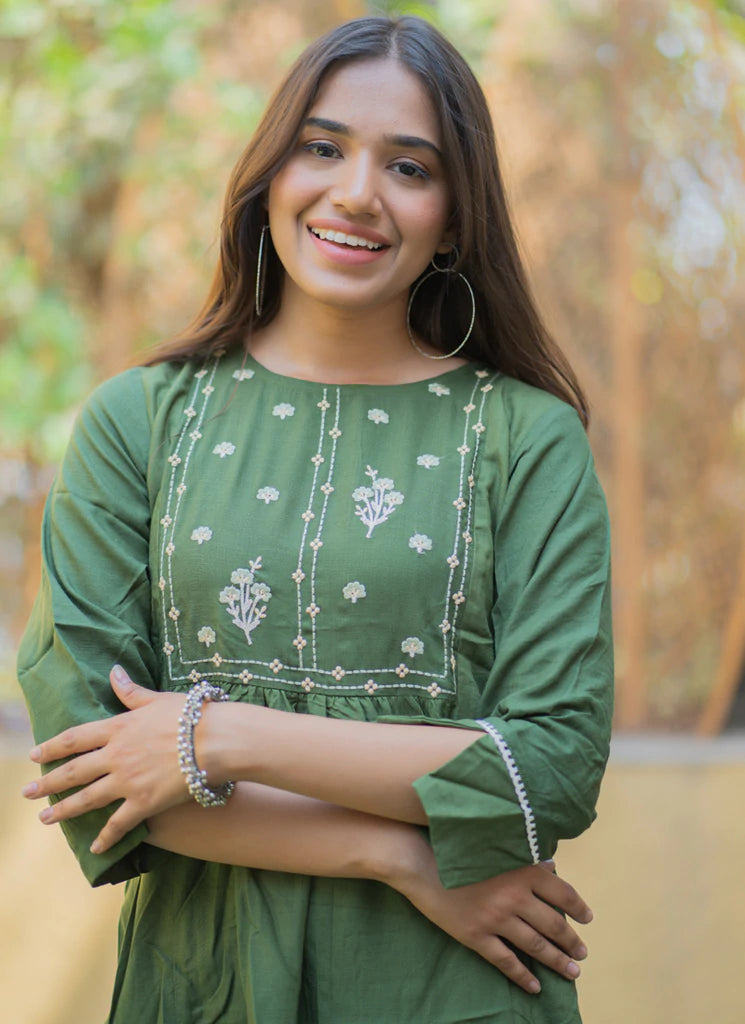 Best Designer Round Neck Embroidered Rayon Top - Joshindia