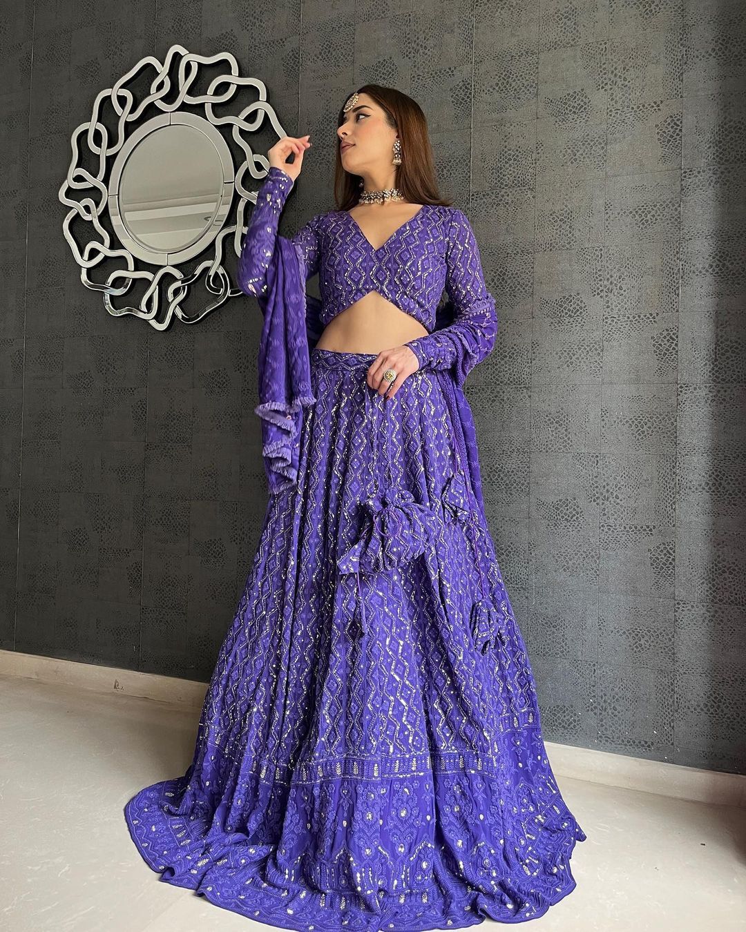 Buy Purple Color Chikankari Lehenga online in India - Joshindia