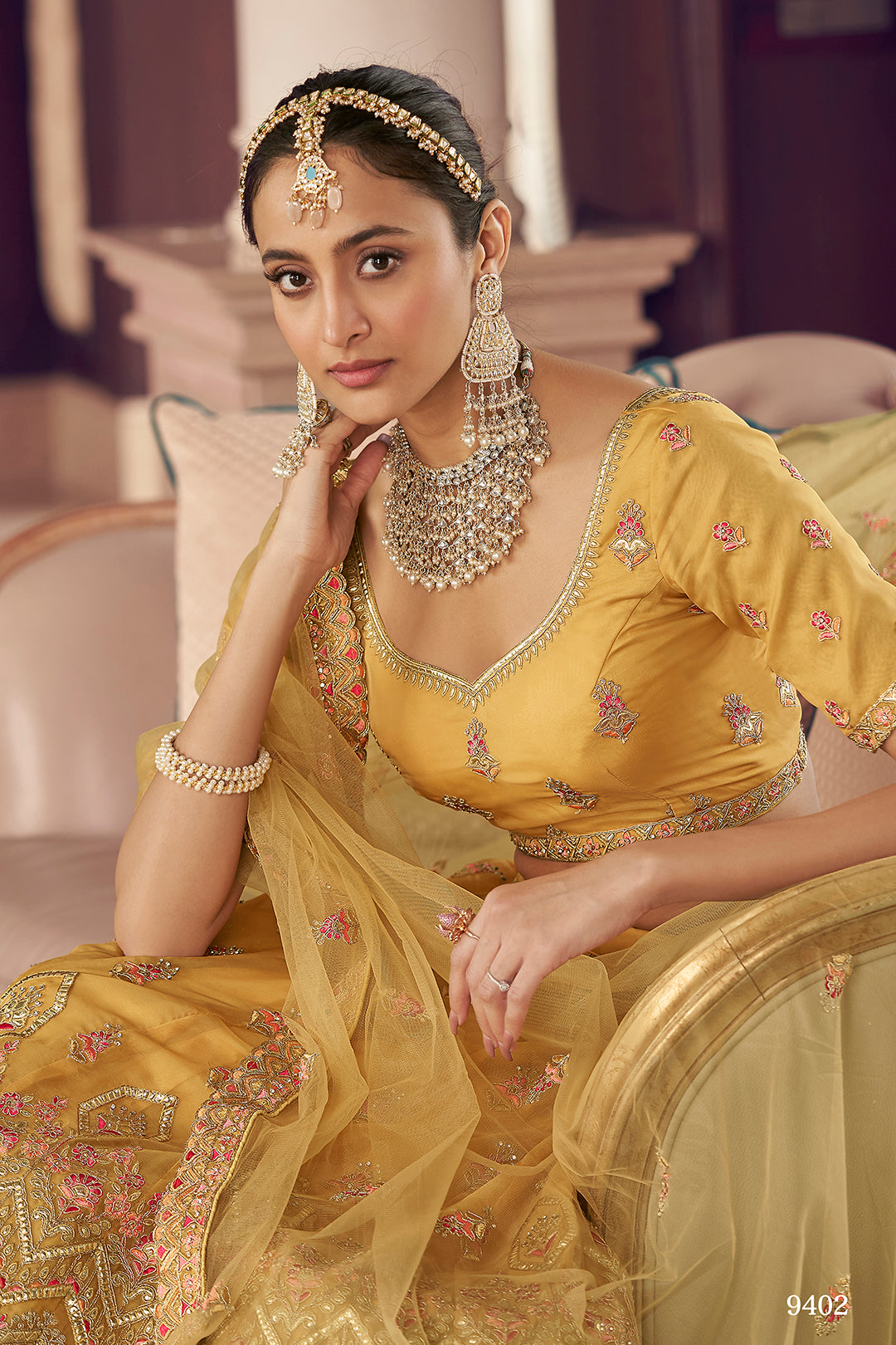 trendy yellow bridal designer lehenga choli buy now - Joshindia