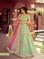 Green color heavy designer lehenga for engagement and wedding - Joshindia