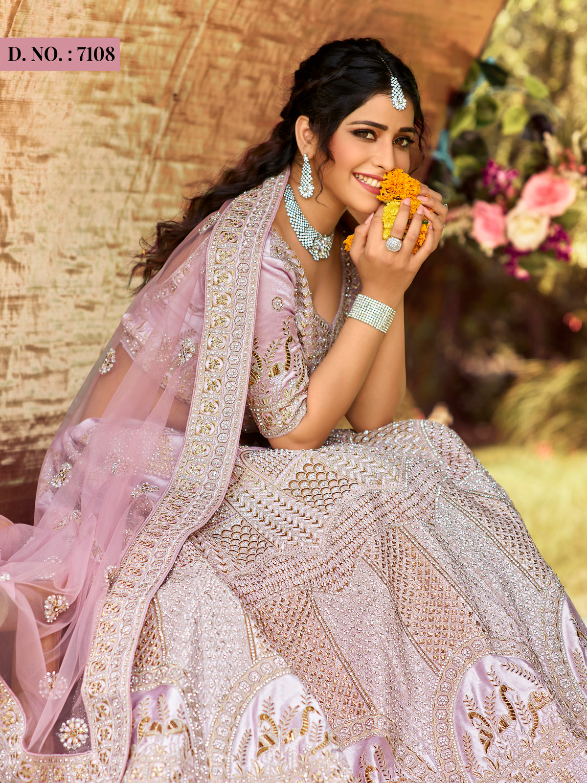 Light Pink color heavy designer lehenga for engagement and wedding - Joshindia