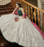 Trending white and green lehanga choli for festive look at affordable price - Joshindia