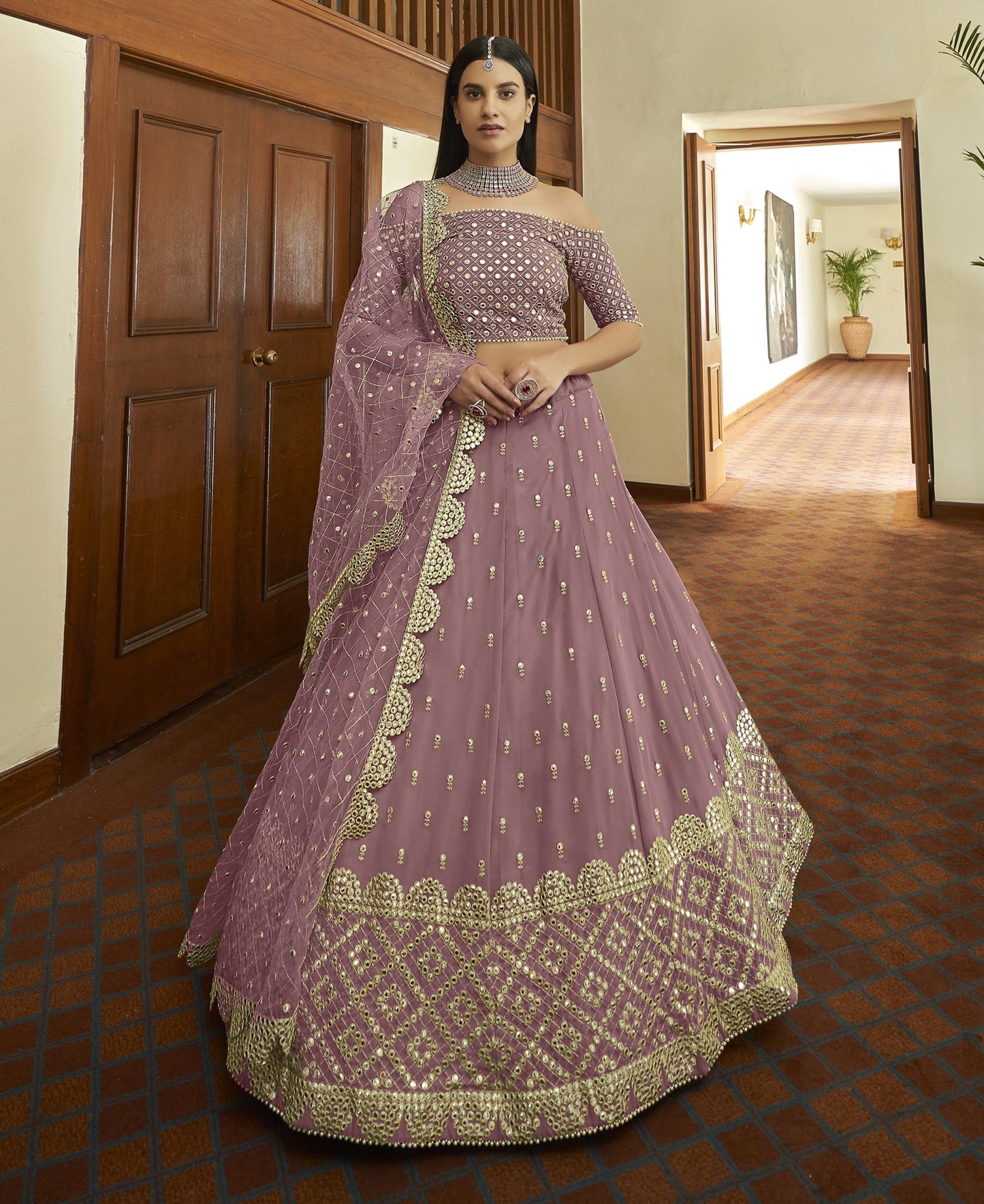 Buy baby pink color heavy designer lehenga choli for wedding