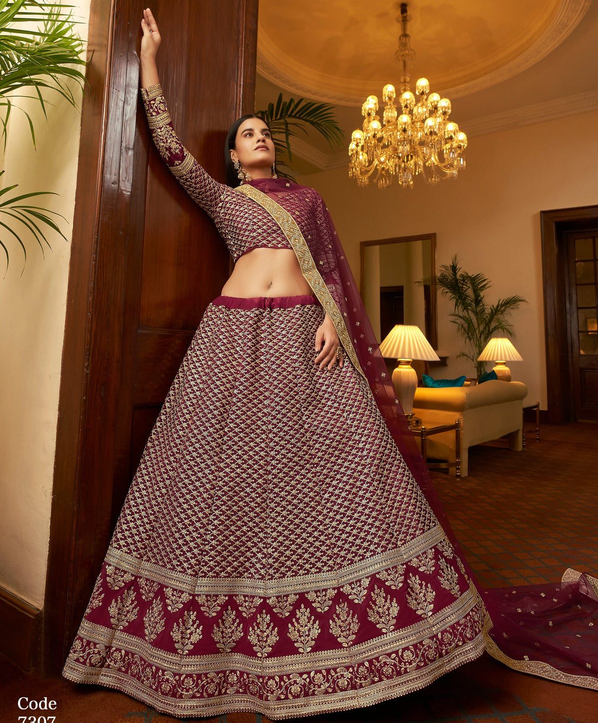 maroon color designer embroidary sequence work lehenga choli - Joshindia