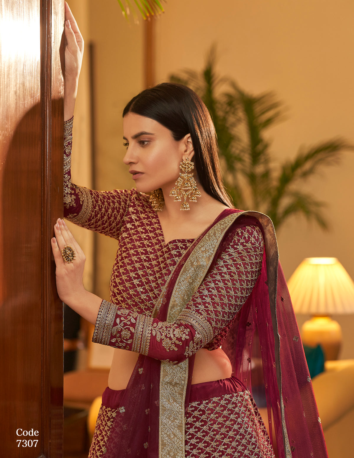 maroon color designer embroidary sequence work lehenga choli - Joshindia