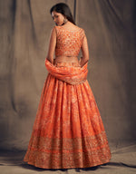Floral lehenga choli in orange color at affordable price buy now - Joshindia