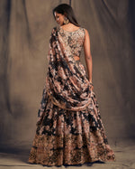 BUY NOW FLORAL GEORGETTE LEHENGA IN BLACK COLOR - Joshindia