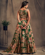 FLORAL LEHENGA CHOLI FOR DESIGNER LOOK BUY NOW IN GREEN COLOR - Joshindia