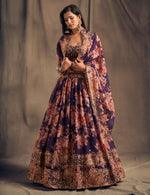 Floral lehenga set in purple color buy now - Joshindia