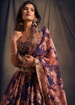 Floral lehenga set in purple color buy now - Joshindia