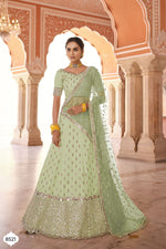 Stylish Pastel Green Color Mirror Work Lehenga Choli For Rich Look - Joshindia