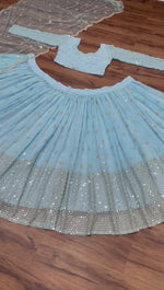 Sky Blue Color Lehenga Choli For Wedding Buy Now