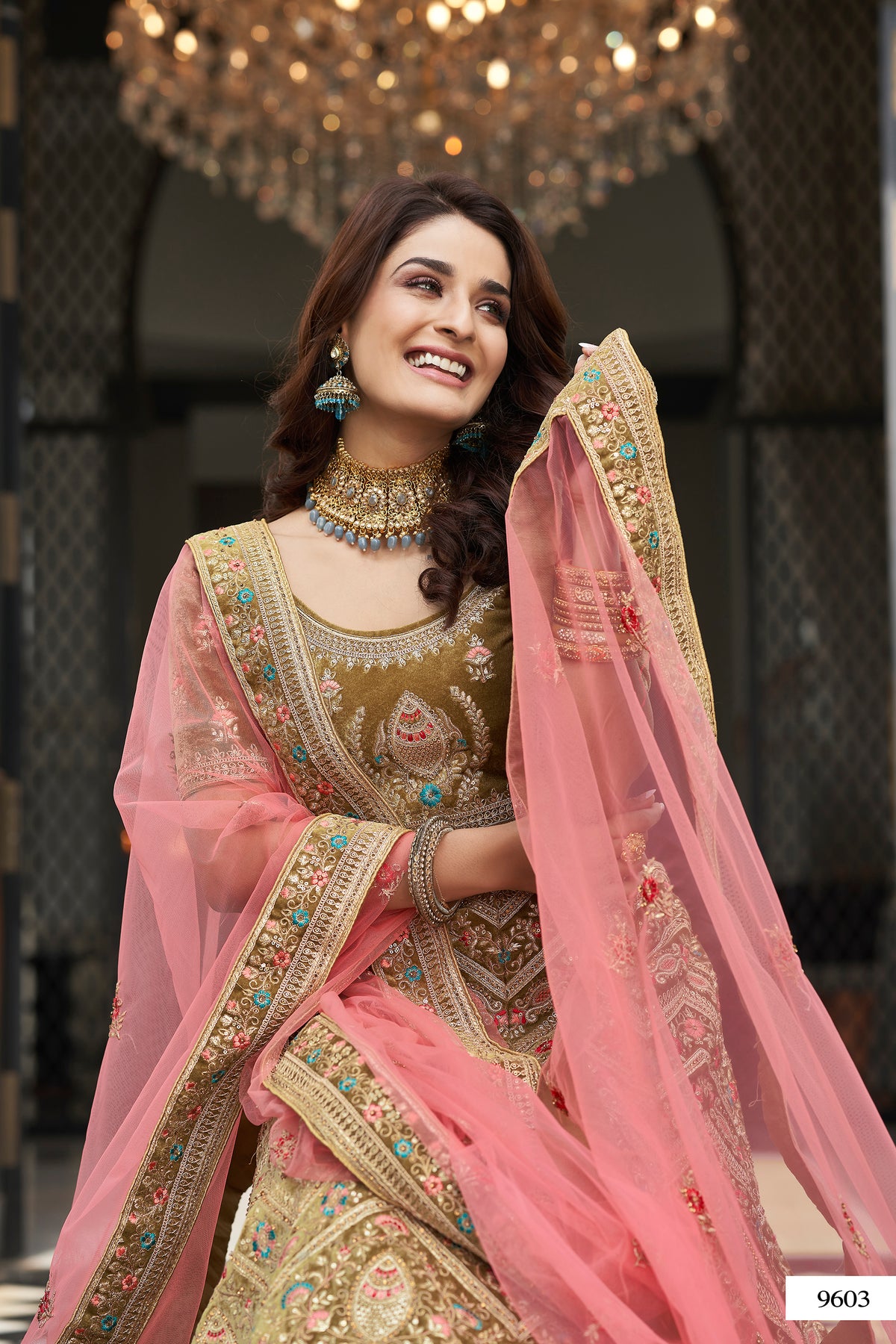 Trendy Olive Green Velvet Lehenga Choli Buy Now - Joshindia