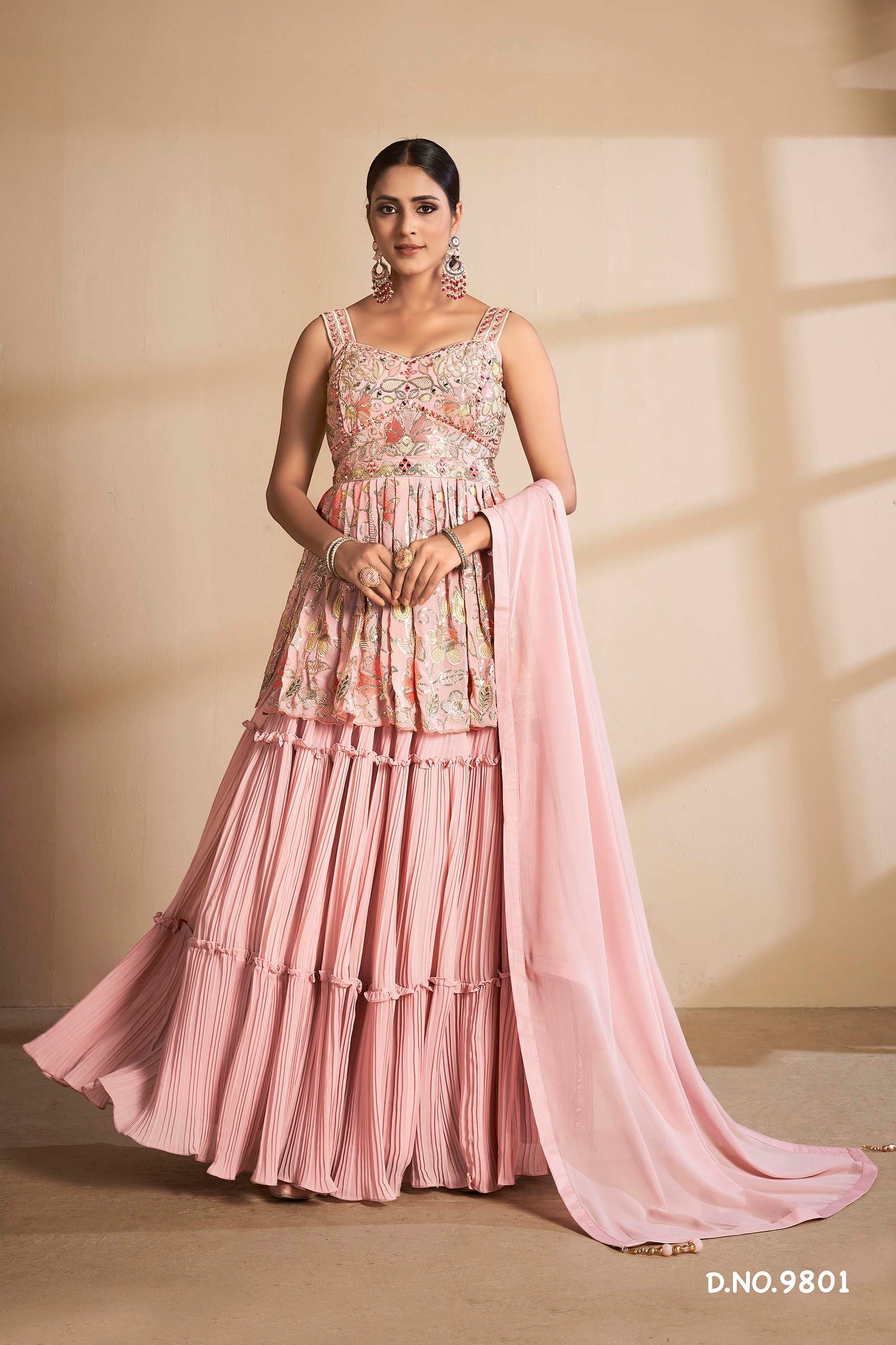 Latest Peach Color Designer Lehenga Choli For Wedding Look