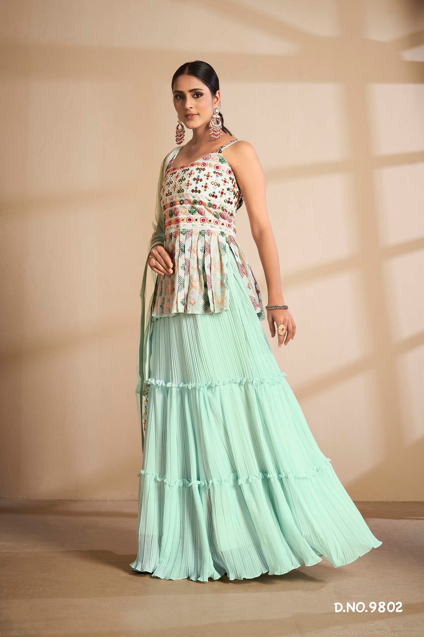 Latest Sea Green Color Designer Lehenga Choli For Wedding Look