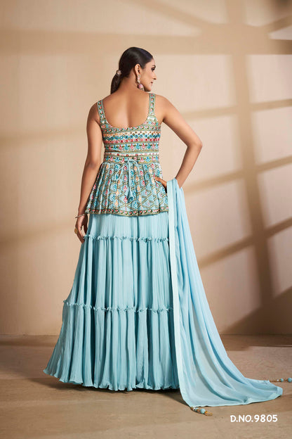 turquoise color beautiful designer lehenga choli buy now