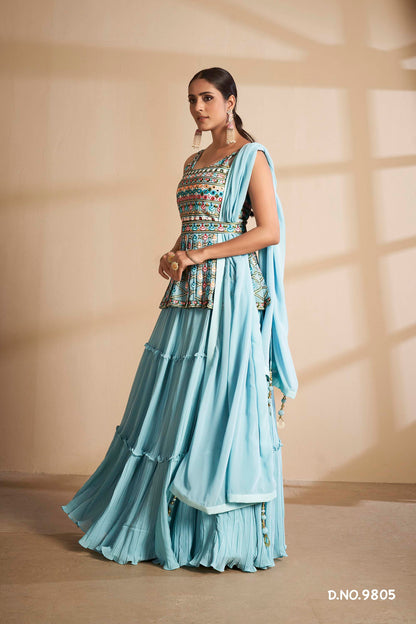turquoise color beautiful designer lehenga choli buy now