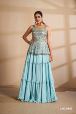 turquoise color beautiful designer lehenga choli buy now - Joshindia