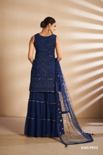 navy blue trending floor length salwar suit buy now - Joshindia