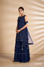 navy blue trending floor length salwar suit buy now - Joshindia