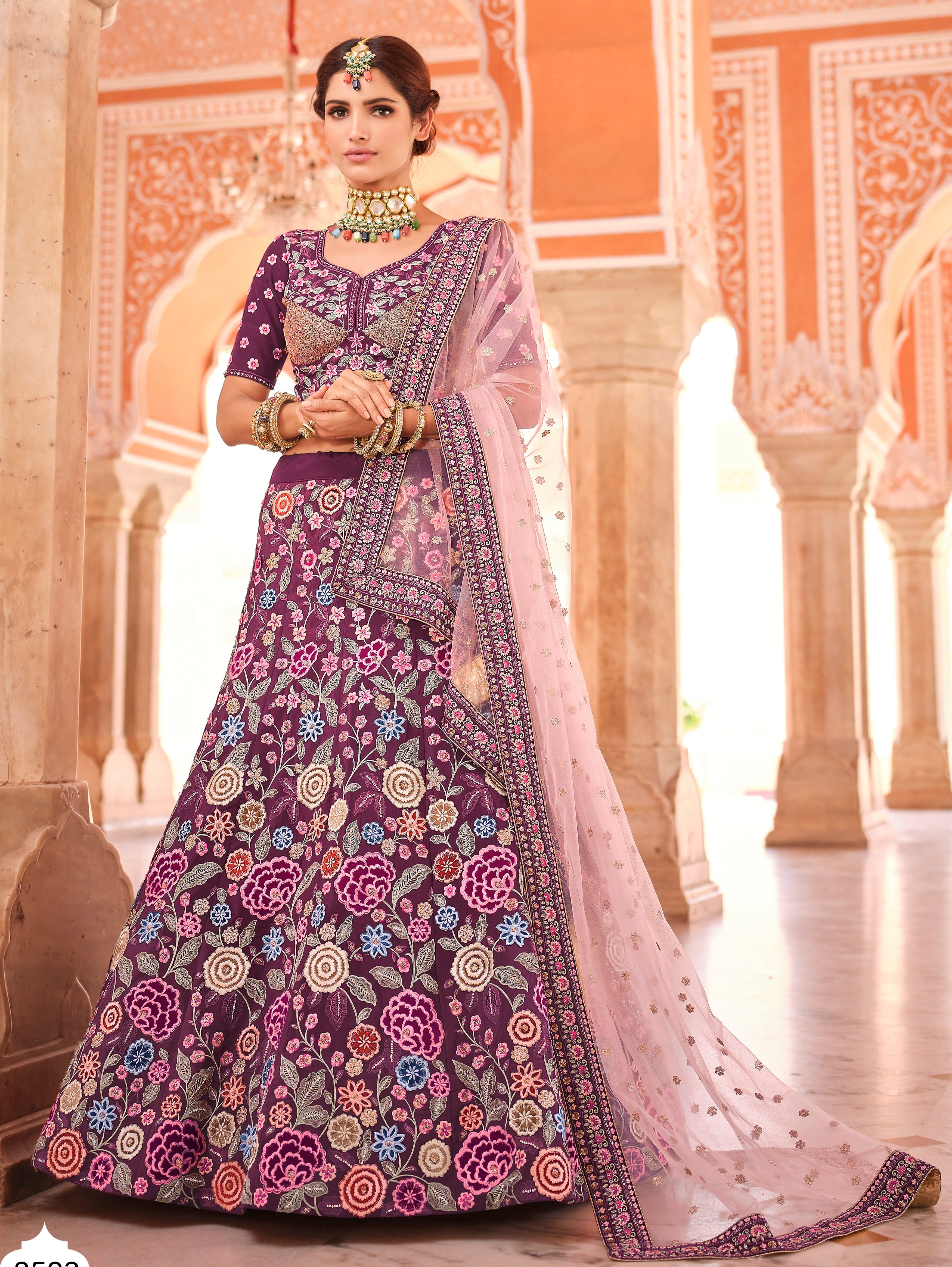 Red And Light Pink Stitched Wedding Lehenga Choli at Rs 2250 in Surat
